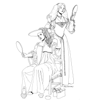 A coloring page of renaissance clothing